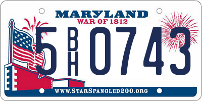 MD license plate 5BH0743