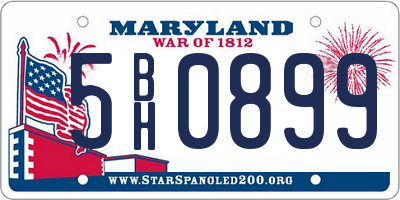 MD license plate 5BH0899