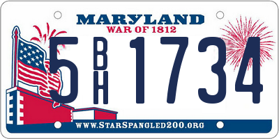 MD license plate 5BH1734