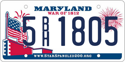 MD license plate 5BH1805