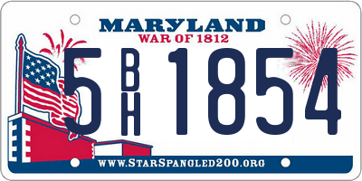 MD license plate 5BH1854