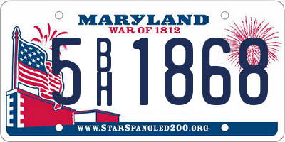 MD license plate 5BH1868