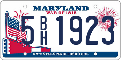 MD license plate 5BH1923