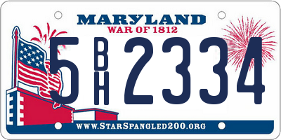 MD license plate 5BH2334