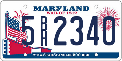 MD license plate 5BH2340