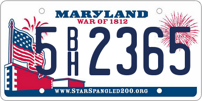 MD license plate 5BH2365