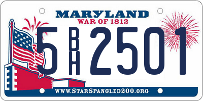 MD license plate 5BH2501