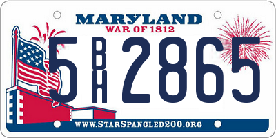 MD license plate 5BH2865