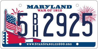 MD license plate 5BH2925