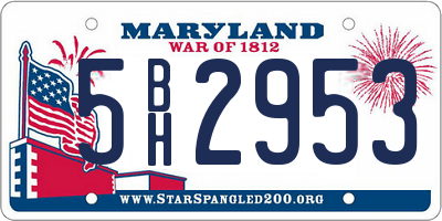 MD license plate 5BH2953