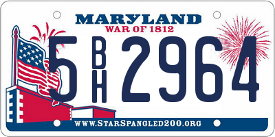 MD license plate 5BH2964