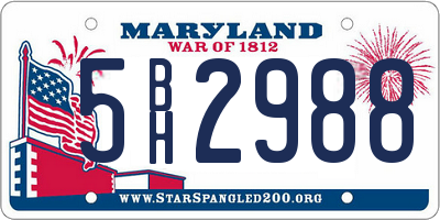 MD license plate 5BH2988