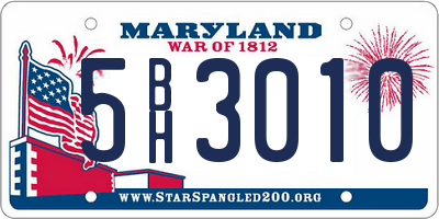 MD license plate 5BH3010