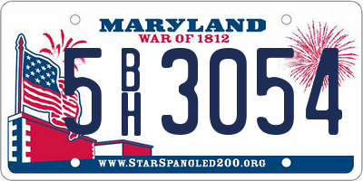 MD license plate 5BH3054