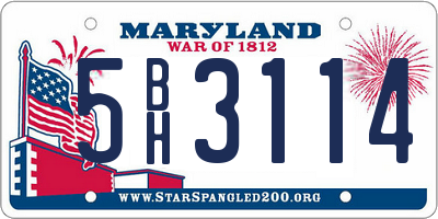 MD license plate 5BH3114