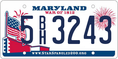 MD license plate 5BH3243