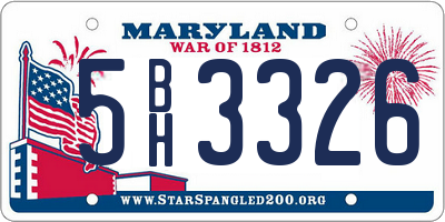 MD license plate 5BH3326