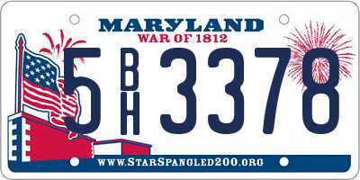 MD license plate 5BH3378