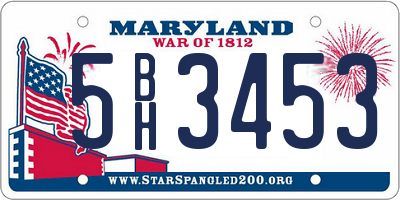 MD license plate 5BH3453