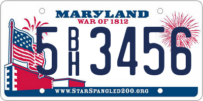 MD license plate 5BH3456