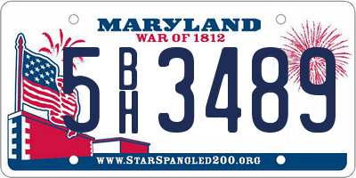 MD license plate 5BH3489
