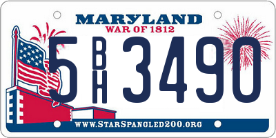 MD license plate 5BH3490