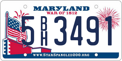 MD license plate 5BH3491