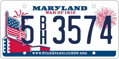 MD license plate 5BH3574