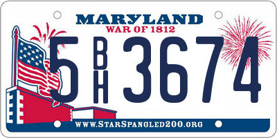 MD license plate 5BH3674