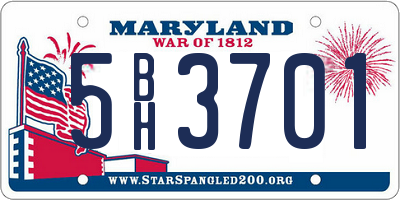 MD license plate 5BH3701