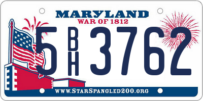 MD license plate 5BH3762