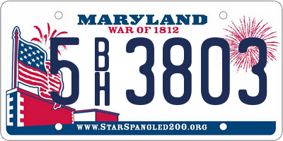 MD license plate 5BH3803