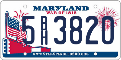 MD license plate 5BH3820