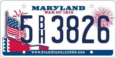 MD license plate 5BH3826