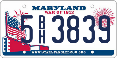 MD license plate 5BH3839