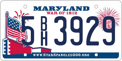 MD license plate 5BH3929