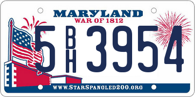 MD license plate 5BH3954