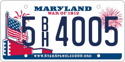 MD license plate 5BH4005