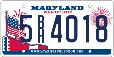 MD license plate 5BH4018