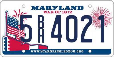 MD license plate 5BH4021