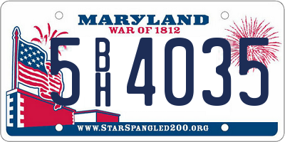 MD license plate 5BH4035