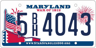 MD license plate 5BH4043