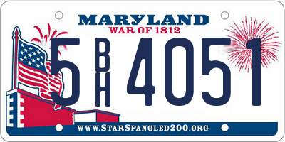MD license plate 5BH4051