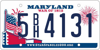 MD license plate 5BH4131