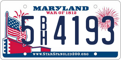 MD license plate 5BH4193