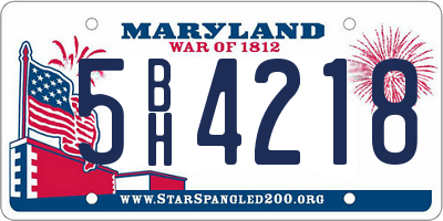 MD license plate 5BH4218