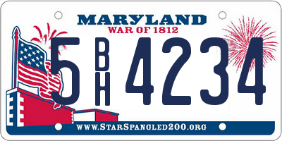 MD license plate 5BH4234