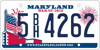 MD license plate 5BH4262