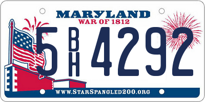 MD license plate 5BH4292