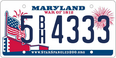 MD license plate 5BH4333